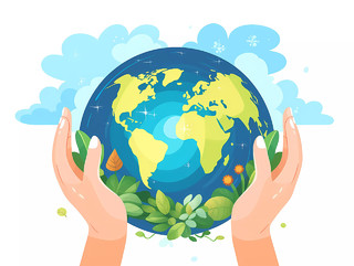 世界地球日双手托地球爱护地球保护环境插画